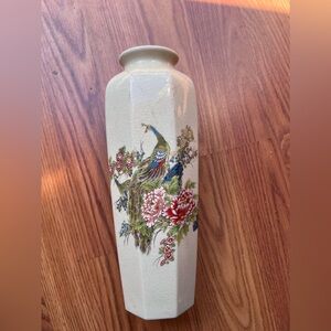 Vintage Japanese Peacock Flower Vase